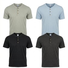 Men's Short Sleeve T-Shirt Henley Regular Fit Causal Cotton Lightweight Active picture