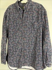✨Vintage 90s Club Room Men’s Paisley Fine-Wale Corduroy Button Down Shirt XL picture