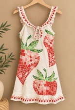 Anthropologie’s CELANDINE Strawberry Embroidered Open Back Dress-XXS-NWT picture