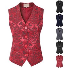 MixMatchy Fully Lined 4 Button V-Neck Economy Dressy Suit Vest Waistcoat picture