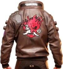 Ultimate Samurai 2077 Embroidered Gaming Cosplay Bomber Leather Motorbike Jacket picture