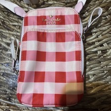Kate Spade Pink Gingham Check Nylon Phone Crossbody picture