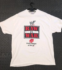 Vintage WWF Raw Is War T Shirt XL White Molson Export Sponsor Promo 90s... picture