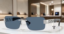 VERSACE VE2298 100180 Silver Dark Blue 58 mm Men's Sunglasses picture