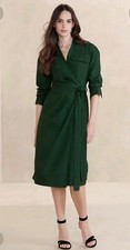Poplin Midi Shirtdress L | New Hunter Green bana republic picture
