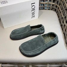 LOEWE Men’s Suede Loafers Slip-On Casual Shoes Grey Green Luxury Style picture