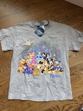 Vintage Y2K Disney Magic Kingdom Characters Cast Gray Shirt Size Large 14-16 picture