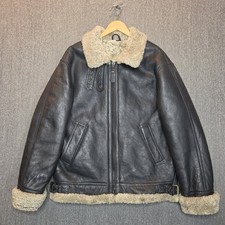 Vintage B3 Leather Bomber Jacket Large Shearling Sheepskin Flight Aviator USAF picture
