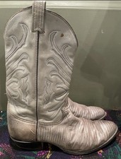 Vintage Tony Lama Black Label Grey Teju Lizard Western Cowboy Boots Size 14 B picture