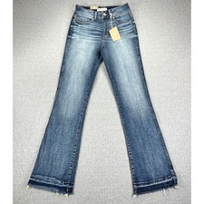 New BKE Billie Tailored Bootcut Jeans Women 27R Blue High Rise  Raw Hem picture