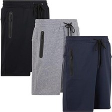 3 PACK: Men's French Terry Fleece-Lined GYM WORKOUT RUNNING Cotton Sweat Shorts picture