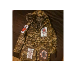 OPEN JNS - RARE ONE OF A KIND Unisex LONG camouflage and faux fur lining picture