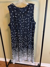 Perceptions New York Sleeveless Black & White Polka Dot Dress NWT Size XL picture