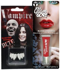 Vampire Night Out DIY Costume Fangs with Blood Red Lip Gloss 14g FX Makeup picture