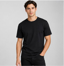 6 Pack Men's Black T-Shirts 100% Ring-Spun Cotton 180 GSM Crew Neck S-2XL picture