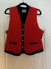 Vintage 50s 60s Penneys Towncraft Orlon Vest L 44-46 Orange Black Button Front picture