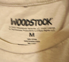 Woodstock 3 Days of Music & Peace Graphic Print Logo Beige Crew Neck Tee M picture