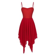 Lyrical Dance Dress Women Sleeveless Ballet Backless Asymmetric Hem Chiffon picture
