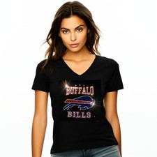 New Buffalo Bills Rhinestone New Womens VNeck Sizes Sm thru 4X Womens sizing picture
