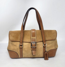 Vintage Coach Y2K SOHO Buckle Flap Beige Suede Leather Satchel Bag Authentic picture
