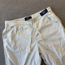 NWT Hollister Parachute Baggy Pant Mens L White Cotton Straight Leg Stretch picture