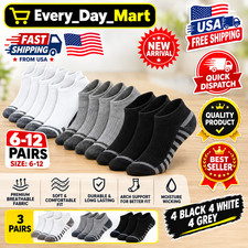 6-12 Pairs Mens Plain Solid Cotton Sports Ankle Athletic Socks Low Cut Size 9-13 picture