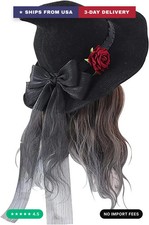 Holiberty Women Girls Black Witch Hat Gothic Lolita Wicthes Hat Party Props picture