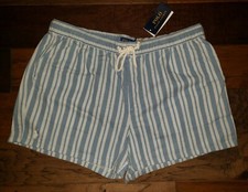 NWOT Polo Ralph Lauren Women's Shorts Blue White Striped Pockets Drawstring picture