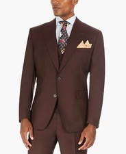 Tayion Collection Men's Classic-Fit Solid Brown Suit Jacket Size 40S $425 SALE picture