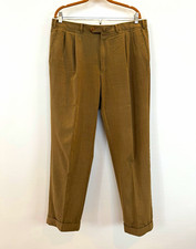 Ermenegildo Zegna Brown Wool Cotton Pleated Cuffed Dress Pants size 36 picture