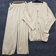 Vintage Chava Coord Set S Cream Cotton Knit USA Minimalist Oversized Lagenlook picture