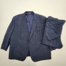 Jack Victor 56S 52x30 Dark Blue Micro Check Portly 100% Wool PLAZA CT Mens Suit picture