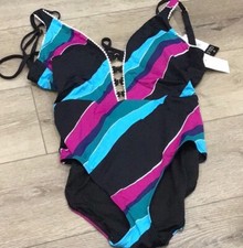 Cole Of California Size 12 Womens One Piece Striped NEW MSRP $72 picture