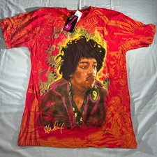 2008 JIMI HENDRIX ARTWORK ROCK RENAISSANCE RED GRAPHIC MENS LARGE SHIRT NWT RARE picture