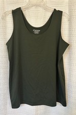 Chico's Travelers Tank Top Size 4 / XXL Primordial Forest Green Scoop Neck NWT picture