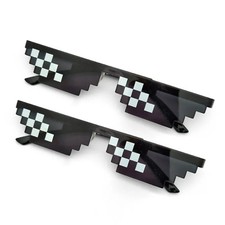 2Pcs Mosaic Sunglasses Cool Party Vintage Shades Eyewear For Men Pixelated Sungl picture