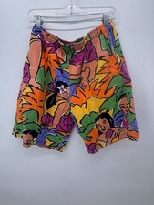 Vintage 80s JAMS WORLD Original Surf Line Hawaii Hula Grirl Shorts L Drawstring picture