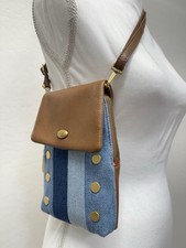 Hammitt VIP Silverlake Leather denim blue brown Soft Leather Crossbody Bag NWT picture