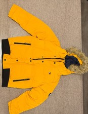 Tommy Hilfiger Yellow Snorkel Puffer Jacket Unisex Small Hooded Winter Coat New picture