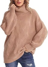 Women's Turtleneck Sweater Winter Long Sleeve Chunky Knitted Trendy Pullover Top picture