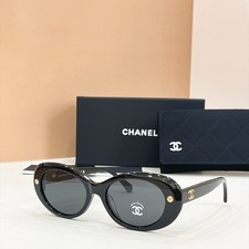 Chanel CH9178 Oval Black Frame Dark Gray Sunglasses 53-18-140 WITH NEW CASE picture