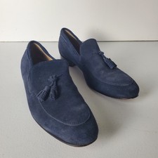 L' Artigiano Sorrentino Tassel Loafers  Suede Shoes Mens 44 Blue Italy picture