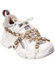 Gucci Flashtrek Leather & Mesh Sneaker Women's White 34 picture