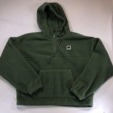 Monet Skateboards Mens Large Green Sherpa Fleece Quarter Zip Hoodie Streetwear picture
