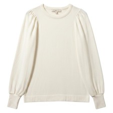 Ann Taylor LOFT Sweater Womens Medium Cream Puff Sleeve Soft Pullover Top NWT picture