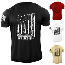 New Men's Distressed USA Flag  T-Shirt Stylish Graphic Tee picture