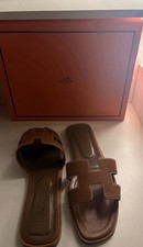 Hermes Oran Slip-On Sandals Women Size EU 39/US 9 Brown picture