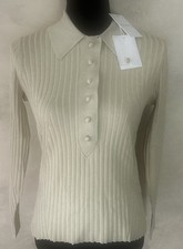 ZIMMERMAN Dancer Metallic Rib Knit Polo Size 3 US 10 NWT $550 SRP picture