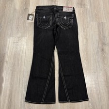 NWT Vintage True Religion Jeans Mens 36x33 Joey Big T Bootcut Flare Black Denim picture
