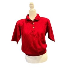 Vintage 80s Carlisle Lambswool Red Sweater L Women Grandmacore Cottagecore picture